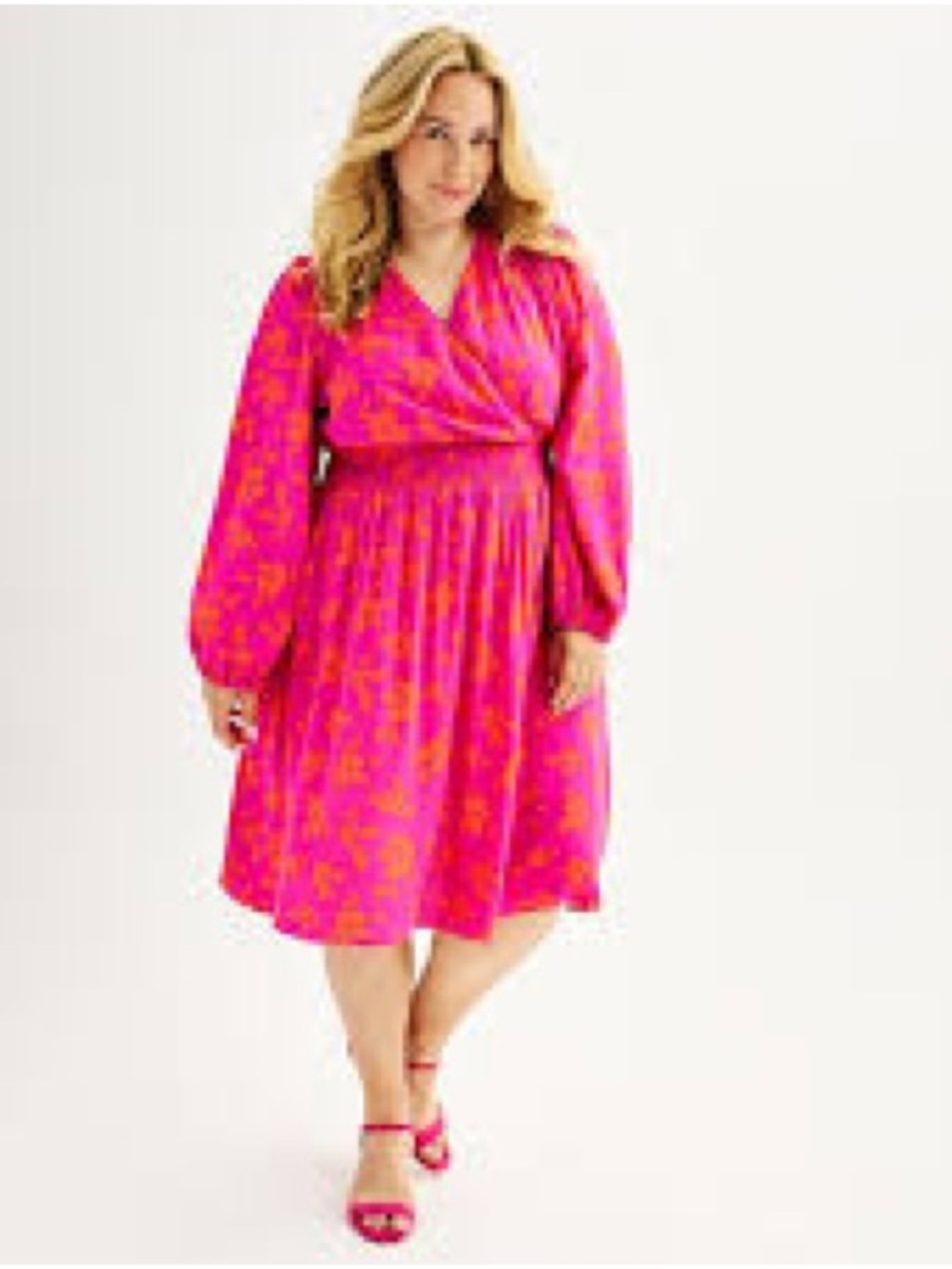Draper James Vibrant Pink and Orange Women's Dress